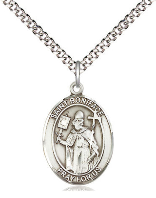 Pewter Saint Boniface Medal Religious Jewelry Engraved Catholic Saint Jewelry