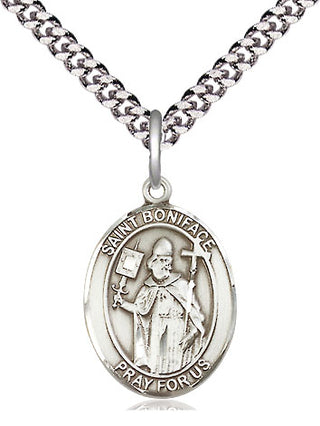 Pewter Saint Boniface Medal Religious Jewelry Engraved Catholic Saint Jewelry
