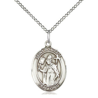 Sterling Silver Saint Boniface Medal Religious Jewelry Engraved Catholic Saint Jewelry