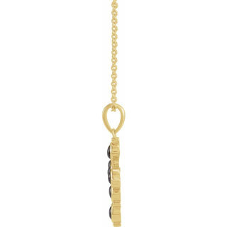 14K Yellow Natural Black Onyx Cross 16-18" Necklace