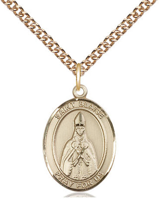 14kt Gold Saint Blaise Medal Engraved Catholic Saint Jewelry