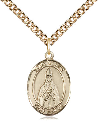 14kt Gold Saint Blaise Medal Engraved Catholic Saint Jewelry