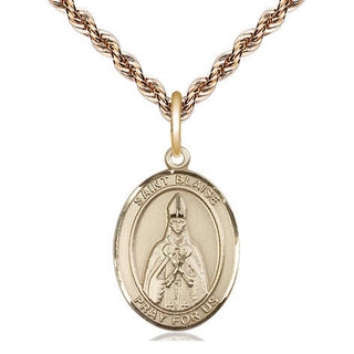 14kt Gold Saint Blaise Medal Engraved Catholic Saint Jewelry
