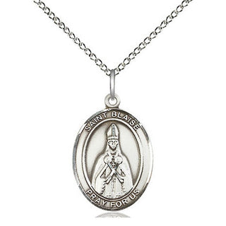 Sterling Silver Saint Blaise Medal Religious Jewelry Engraved Catholic Saint Jewelry