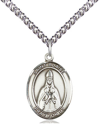 Sterling Silver Saint Blaise Medal Religious Jewelry Engraved Catholic Saint Jewelry