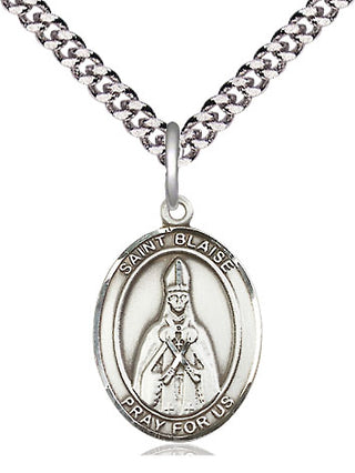 Sterling Silver Saint Blaise Medal Religious Jewelry Engraved Catholic Saint Jewelry