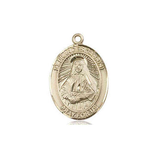 14kt Gold Saint Frances Cabrini Medal Engraved Catholic Saint Jewelry