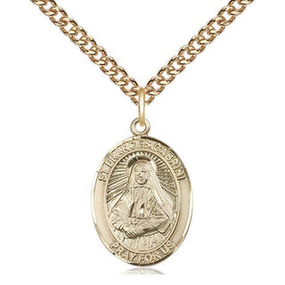 14kt Gold Saint Frances Cabrini Medal Engraved Catholic Saint Jewelry