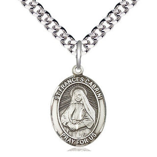 Pewter Saint Frances Cabrini Medal Religious Jewelry Engraved Catholic Saint Jewelry