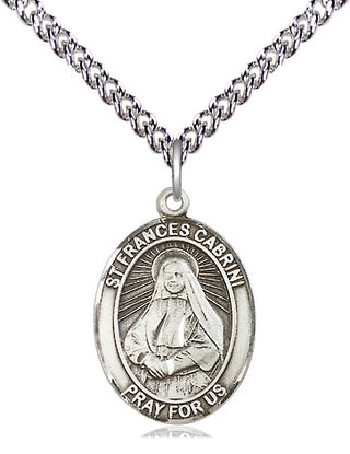 Sterling Silver Saint Frances Cabrini Medal Religious Jewelry Engraved Catholic Saint Jewelry
