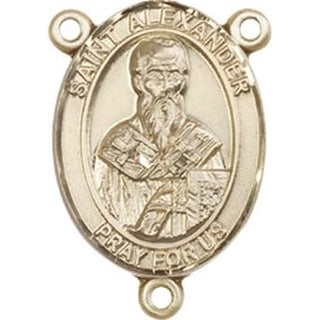 14kt Gold Saint Alexander Constantinople Rosary Center Rosary Center Engraved Catholic Saint Jewelry
