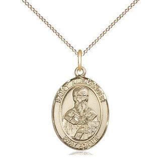 14kt Gold Saint Alexander Constantinople Medal Engraved Catholic Saint Jewelry