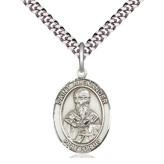 Pewter Saint Alexander Constantinople Medal Religious Jewelry Engraved Catholic Saint Jewelry
