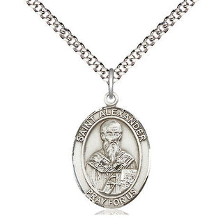Pewter Saint Alexander Constantinople Medal Religious Jewelry Engraved Catholic Saint Jewelry