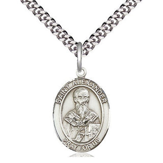 Pewter Saint Alexander Constantinople Medal Religious Jewelry Engraved Catholic Saint Jewelry
