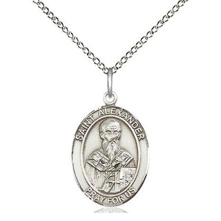 Sterling Silver Saint Alexander Constantinople Medal Religious Jewelry Engraved Catholic Saint Jewelry
