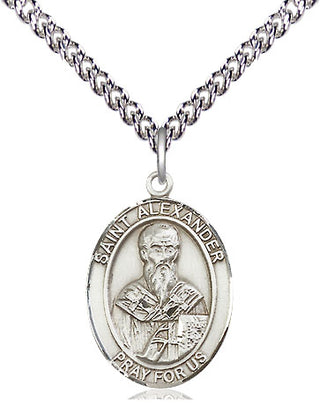 Sterling Silver Saint Alexander Constantinople Medal Religious Jewelry Engraved Catholic Saint Jewelry