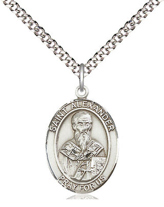 Sterling Silver Saint Alexander Constantinople Medal Religious Jewelry Engraved Catholic Saint Jewelry