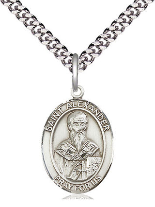 Sterling Silver Saint Alexander Constantinople Medal Religious Jewelry Engraved Catholic Saint Jewelry