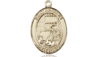14kt Gold Filled Saint Benjamin Medal Engraved Catholic Saint Jewelry
