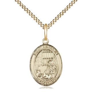 14kt Gold Filled Saint Benjamin Medal Religious Jewelry Engraved Catholic Saint Jewelry