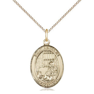 14kt Gold Filled Saint Benjamin Medal Religious Jewelry Engraved Catholic Saint Jewelry