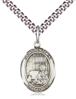Pewter Saint Benjamin Medal Religious Jewelry Engraved Catholic Saint Jewelry