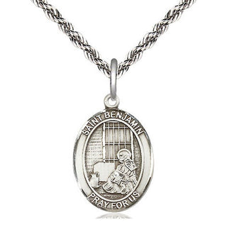 Sterling Silver Saint Benjamin Medal Religious Jewelry Engraved Catholic Saint Jewelry