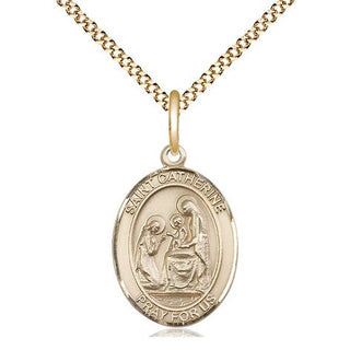 14kt Gold Filled Saint Catherine of Siena Medal Religious Jewelry Engraved Catholic Saint Jewelry