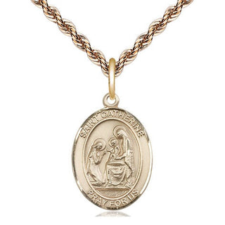 14kt Gold Filled Saint Catherine of Siena Medal Religious Jewelry Engraved Catholic Saint Jewelry