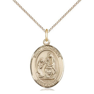 14kt Gold Saint Catherine of Siena Medal Engraved Catholic Saint Jewelry