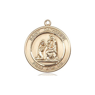 14kt Gold Filled Saint Catherine of Siena Medal Engraved Catholic Saint Jewelry