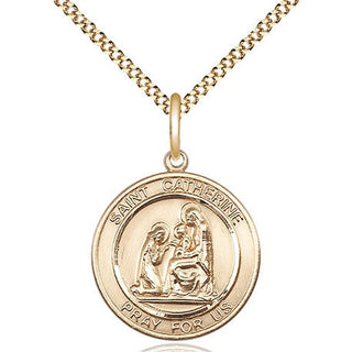 14kt Gold Filled Saint Catherine of Siena Medal Religious Jewelry Engraved Catholic Saint Jewelry