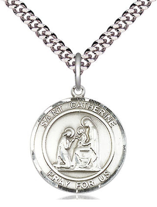 Pewter Saint Catherine of Siena Medal Religious Jewelry Engraved Catholic Saint Jewelry