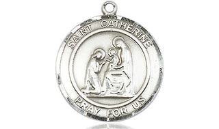 Sterling Silver Saint Catherine of Siena Medal Religious Jewelry Engraved Catholic Saint Jewelry
