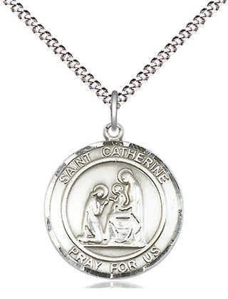 Sterling Silver Saint Catherine of Siena Medal Religious Jewelry Engraved Catholic Saint Jewelry