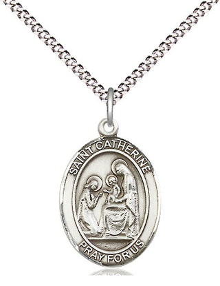 Sterling Silver Saint Catherine of Siena Medal Religious Jewelry Engraved Catholic Saint Jewelry