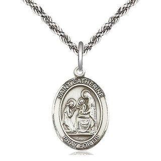 Sterling Silver Saint Catherine of Siena Medal Religious Jewelry Engraved Catholic Saint Jewelry