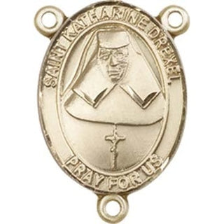 14kt Gold Saint Katharine Drexel Rosary Center Rosary Center Engraved Catholic Saint Jewelry