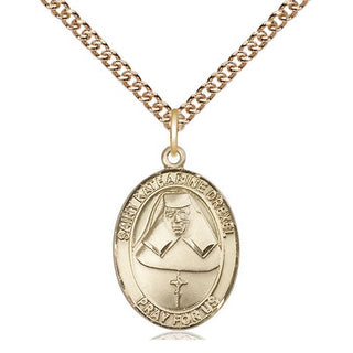 14kt Gold Saint Katharine Drexel Medal Engraved Catholic Saint Jewelry
