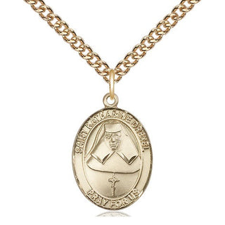 14kt Gold Saint Katharine Drexel Medal Engraved Catholic Saint Jewelry