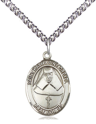 Sterling Silver Saint Katharine Drexel Medal Religious Jewelry Engraved Catholic Saint Jewelry