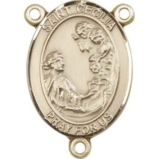 14kt Gold Saint Cecilia Rosary Center Rosary Center Engraved Catholic Saint Jewelry