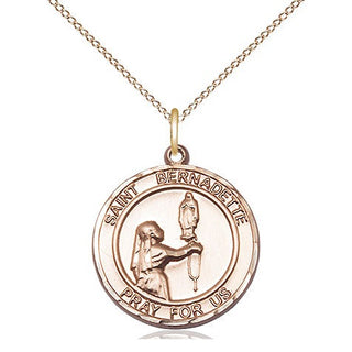 14kt Gold Filled Saint Bernadette Medal Religious Jewelry Engraved Catholic Saint Jewelry