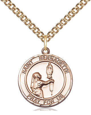 14kt Gold Filled Saint Bernadette Medal Religious Jewelry Engraved Catholic Saint Jewelry