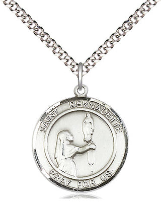 Pewter Saint Bernadette Medal Religious Jewelry Engraved Catholic Saint Jewelry