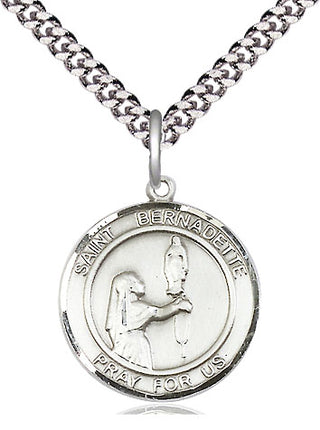 Pewter Saint Bernadette Medal Religious Jewelry Engraved Catholic Saint Jewelry