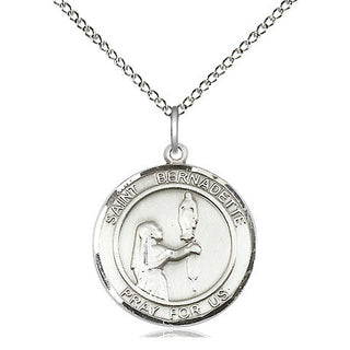 Sterling Silver Saint Bernadette Medal Religious Jewelry Engraved Catholic Saint Jewelry