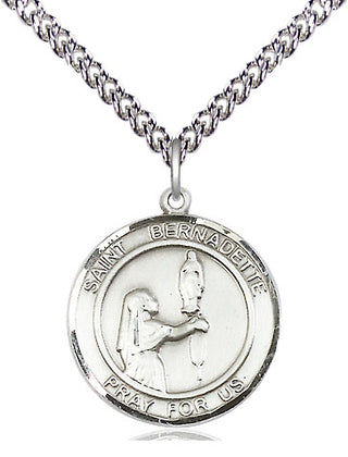 Sterling Silver Saint Bernadette Medal Religious Jewelry Engraved Catholic Saint Jewelry