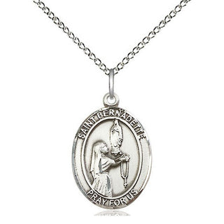Sterling Silver Saint Bernadette Medal Religious Jewelry Engraved Catholic Saint Jewelry